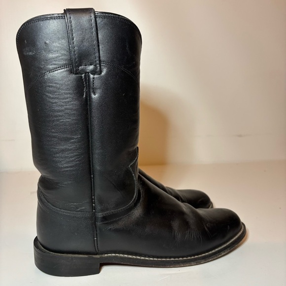Justin Boots Cora Round Toe Cowboy Women Black Boots Sz 6.5 C Made USA L3703 - Picture 3 of 11